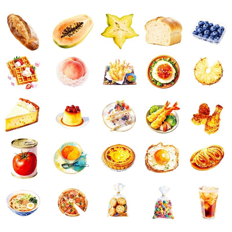 10/30/56PCS Cartoon Food PVC Sticky Sticker Aesthetic DIY Colored korean Decoration Scrapbooking Supplies