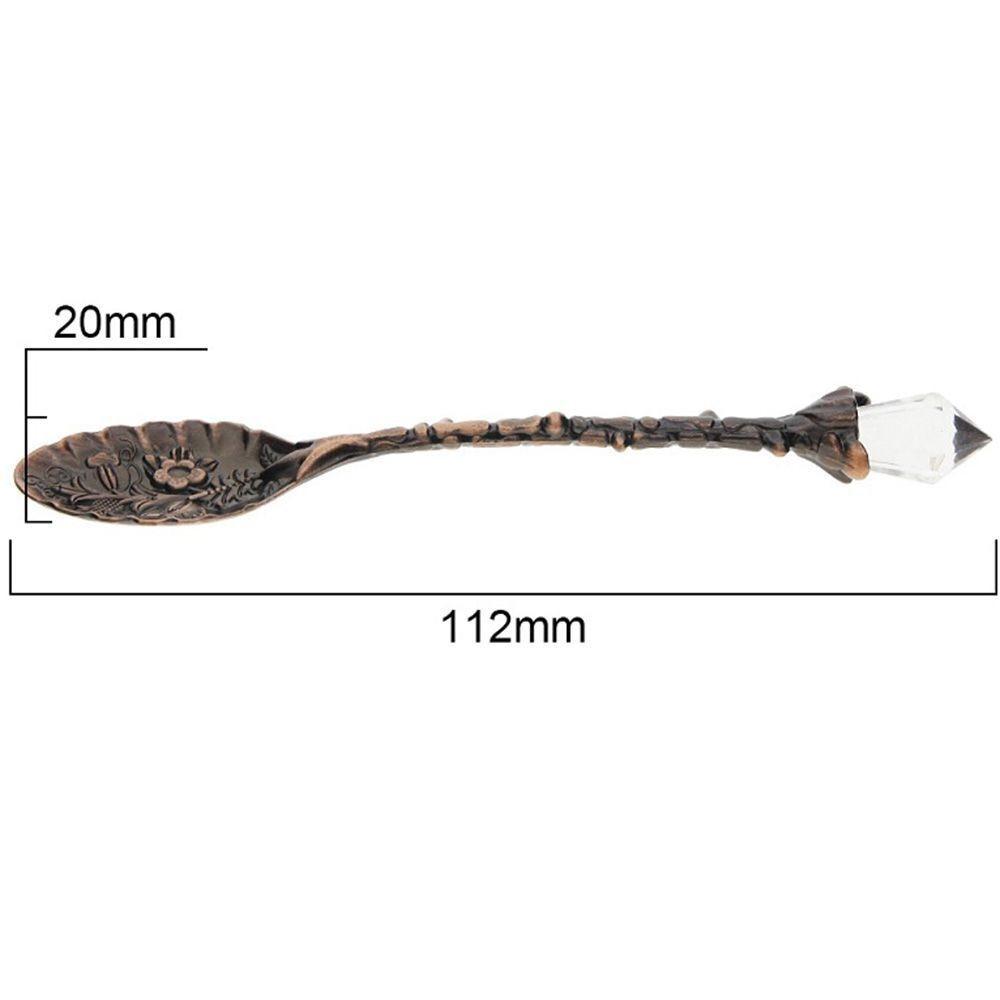 Retro Style Leaf Spoon Crystal Head Ice Cream Spoon Portable Coffee Spoon