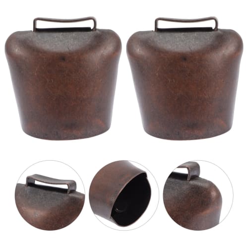 BUGUUYO 2-Piece Vintage Cowbell Mini Bell, Loud Bronze Bell for Anti-Cold Dogs, Farm Animal Bell, Vintage Bell, Small Brass Bell, Craft Retro Bell, Cu