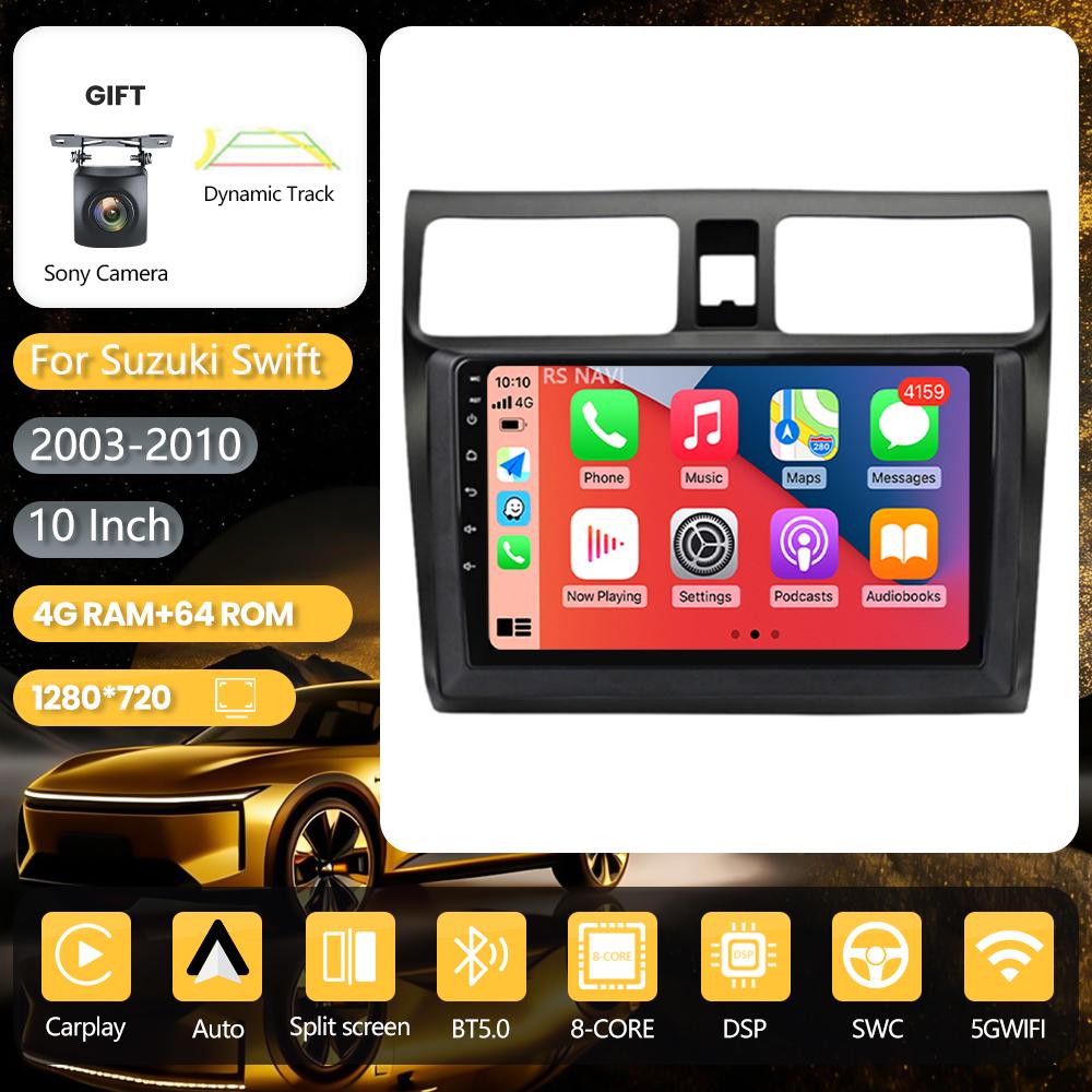 Android 16 pour Suzuki Swift 2003 - 2010 Carplay Auto Radio Multimédia Lecteur Autoradio GPS Stéréo Écran QLED Caméra 360°