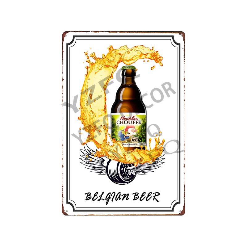 30x20 см Жестяная вывеска с пивом Hoegaarden Orval Chouffe - Винтажная металлическая табличка, Идеально подходит для Декора Стены Бара/Паба/Кухни/Дома/Кофейни, Постер