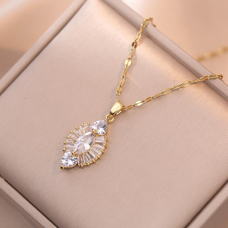 Женские комплекты ювелирных украшений с геометрическим цирконием золотого цвета, новинка 2023 года, модные серьги, ожерелье, свадебное платье, помолвка, аксессуары