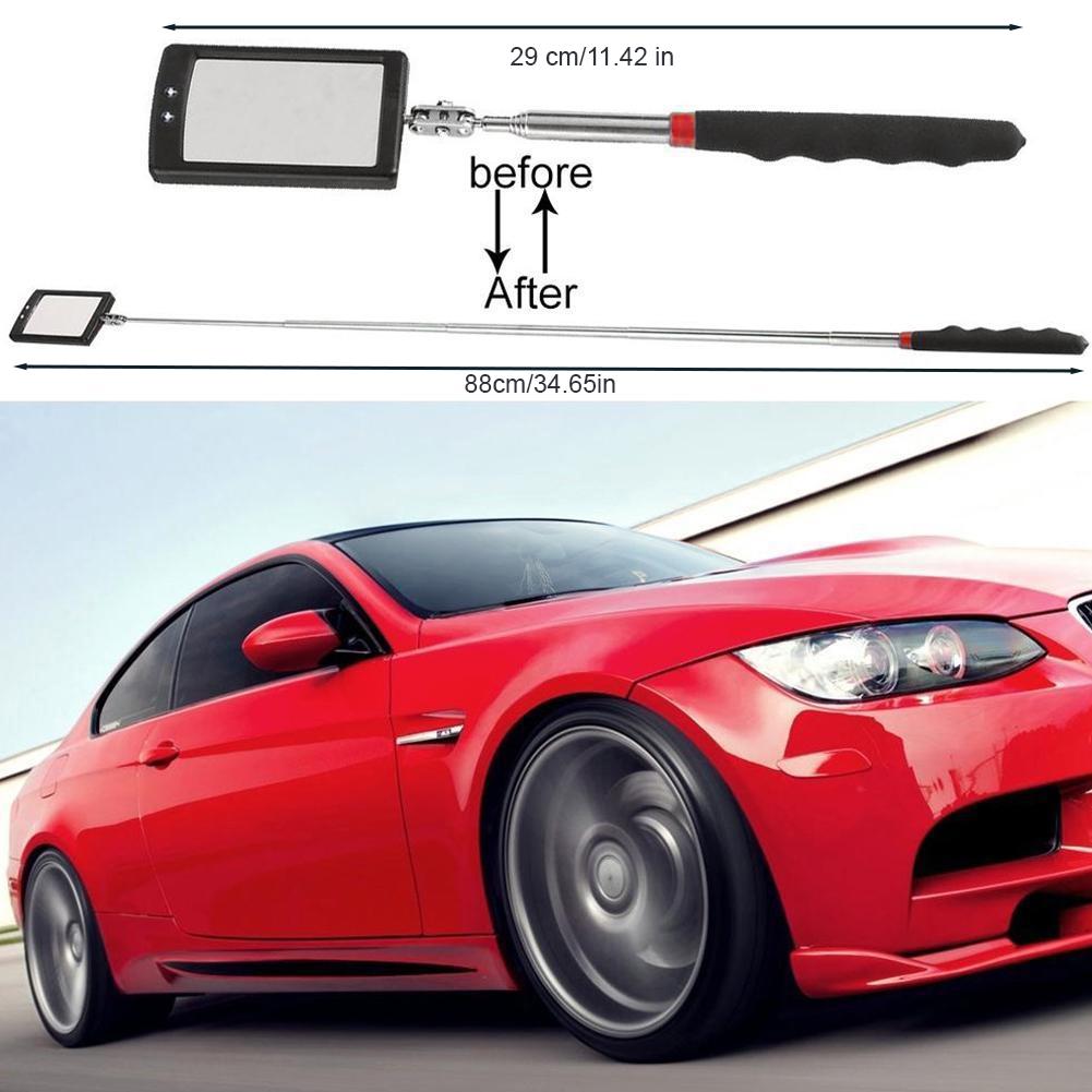 Inspection Mirror with LED Lighting 360° Telescopic Detection Lens Square Retractable Car Engine Chassis Mechanic Repairing Tool