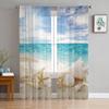 Beach Sky Clouds Coconut Trees Sea Landscape Curtains Tulle For Living Room Bedroom Kitchen Chiffon Sheer Window Treatment Decor