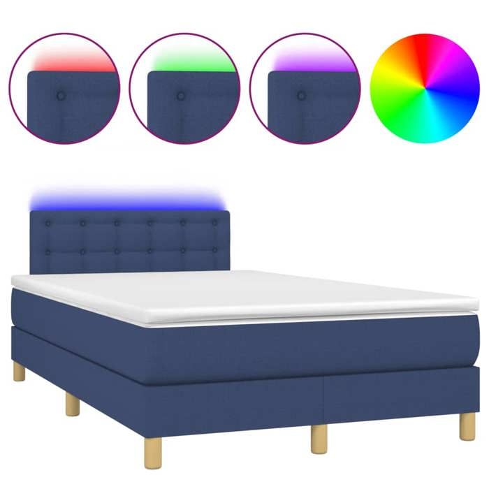 Maison Exclusive - Sommier à lattes de lit matelas et LED bleu 120x190 cm tissu