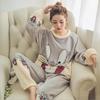 Women's Long-Sleeve Flannel Pajamas - Cute Cartoon Coral Fleece Set for Fall & Winter