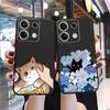 Funny Cat Patterned Soft Black Silicone Phone Case For Samsung Galaxy A55 A54 A34 A15 S24 Xiaomi Redmi Note 13 Pro Camera Shockproof Protective Cover