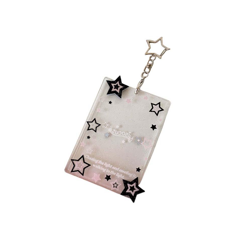 Transparent Star Student Card Cover With Keychain ID Card Holders Idol Card