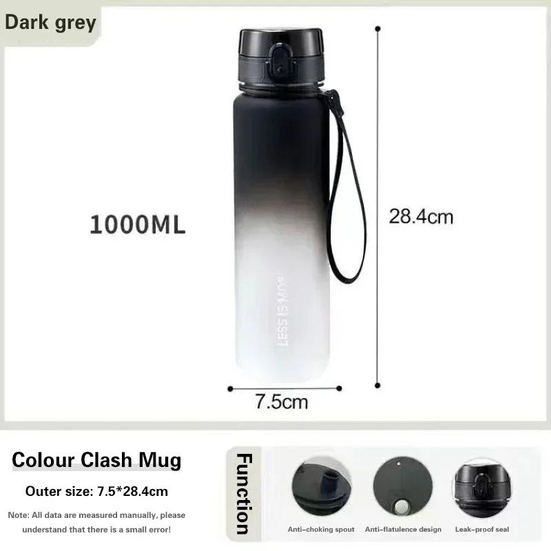 Large Capacity Leak Proof Sports Water Bottle, Colorful Plastic Cup, Drinking Outdoor Travel, Portable Gym Fitness Jugs