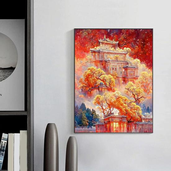 Картина со стразами 5D Пейзаж Полная дрель Блестящие стразы Красочные DIY Художественные ремесла Ручная работа Украшение стен дома Горный хрусталь Мозаика Набор для рисования