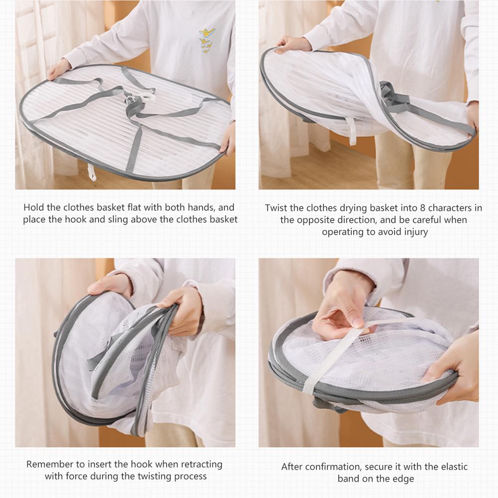 4-ярусная подвесная корзина для рыбы с молниями, сетка для сушки бюстгальтеров и одежды, съемный крючок, защищающий от мух и ветра, для цветов, бутонов, растений, органайзер