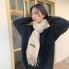 Soft Classic Wool Scarf Windproof Long Neckscarf with Tassel Cold-proof Solid Color Shawl  Outdoor