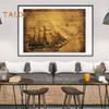 Плакат TDStore, древний парусный корабль, морская линия, узор, крафт-бумага, домашний декор, настенная наклейка для бара