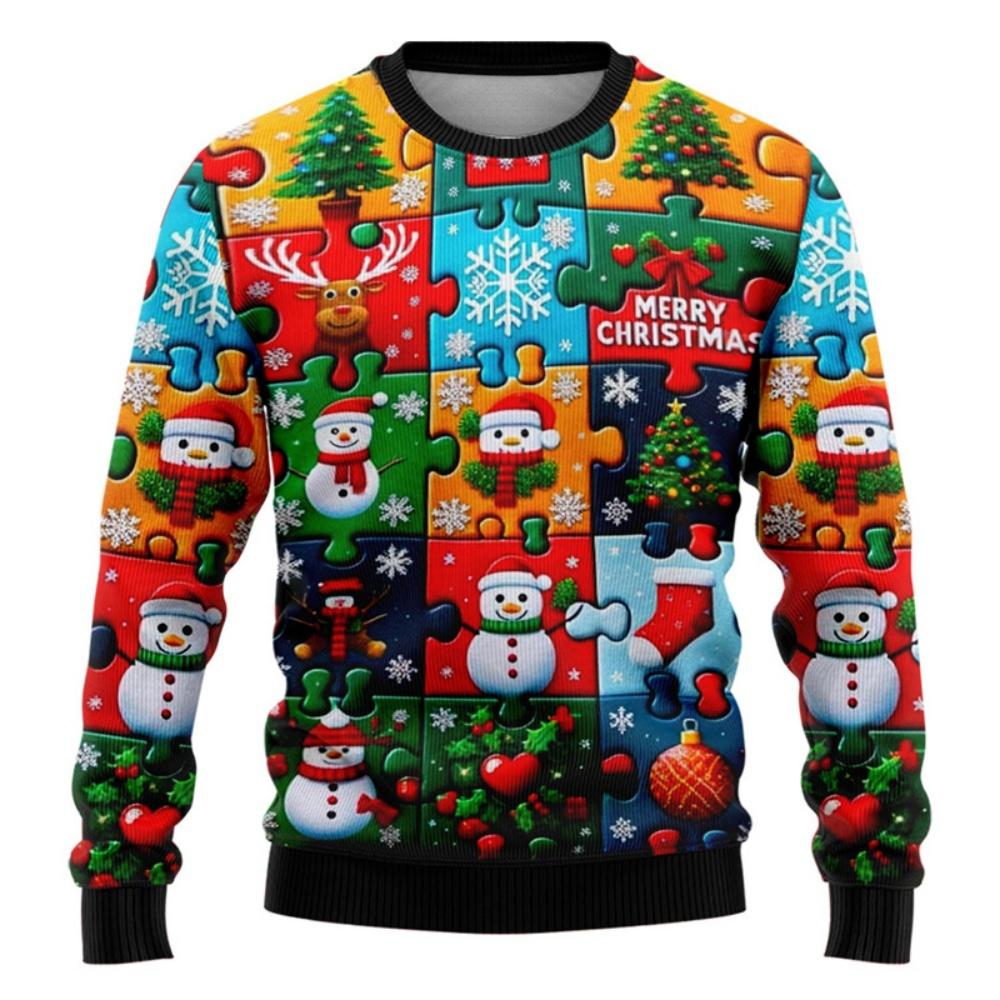 Funny Christmas Sweater Men Women Pullover Xmas Sweatshirt Ugly Graphic Y2k Sweatshirts for Holiday Party Loose Men's Clothing