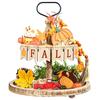 Thanksgiving Wooden Layered Tray Decorative Crafts Fall Pumpkin Maple Leaf Truck Farmhouse Party