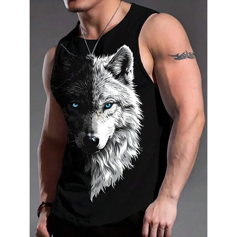 Летний топ с круглым вырезом и 3D-принтом животного, модная повседневная безрукавка, мужские футболки