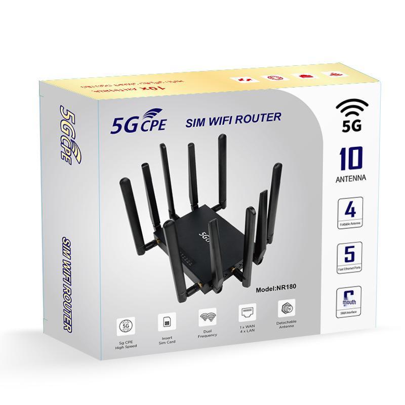 Eurasia Version 5G Gigabit Dual-Band WiFi 6 Router with SIM Slot, Ten Antennas, Home/Office Use