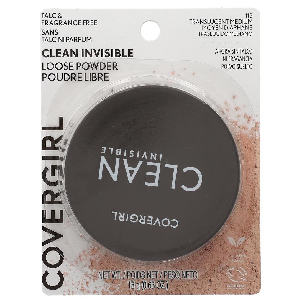 Clean Invisible, Loose Powder, 115 Translucent Medium, 18G(0.63Oz)