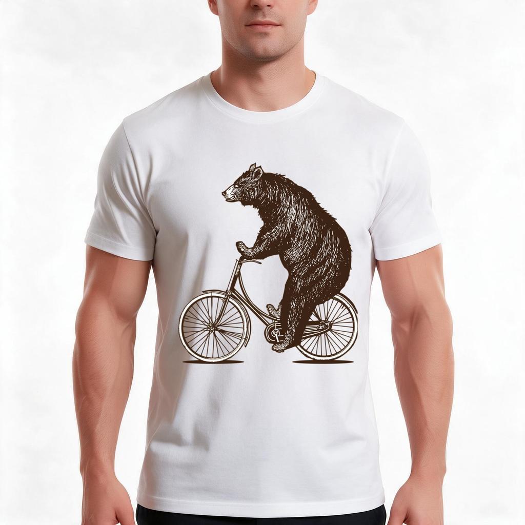 Bear On Bike Tshirt Summer Casual Cotton Tee Oversized Streetwear Tops Vintage Graphic Print Loose Fit Short Sleeve