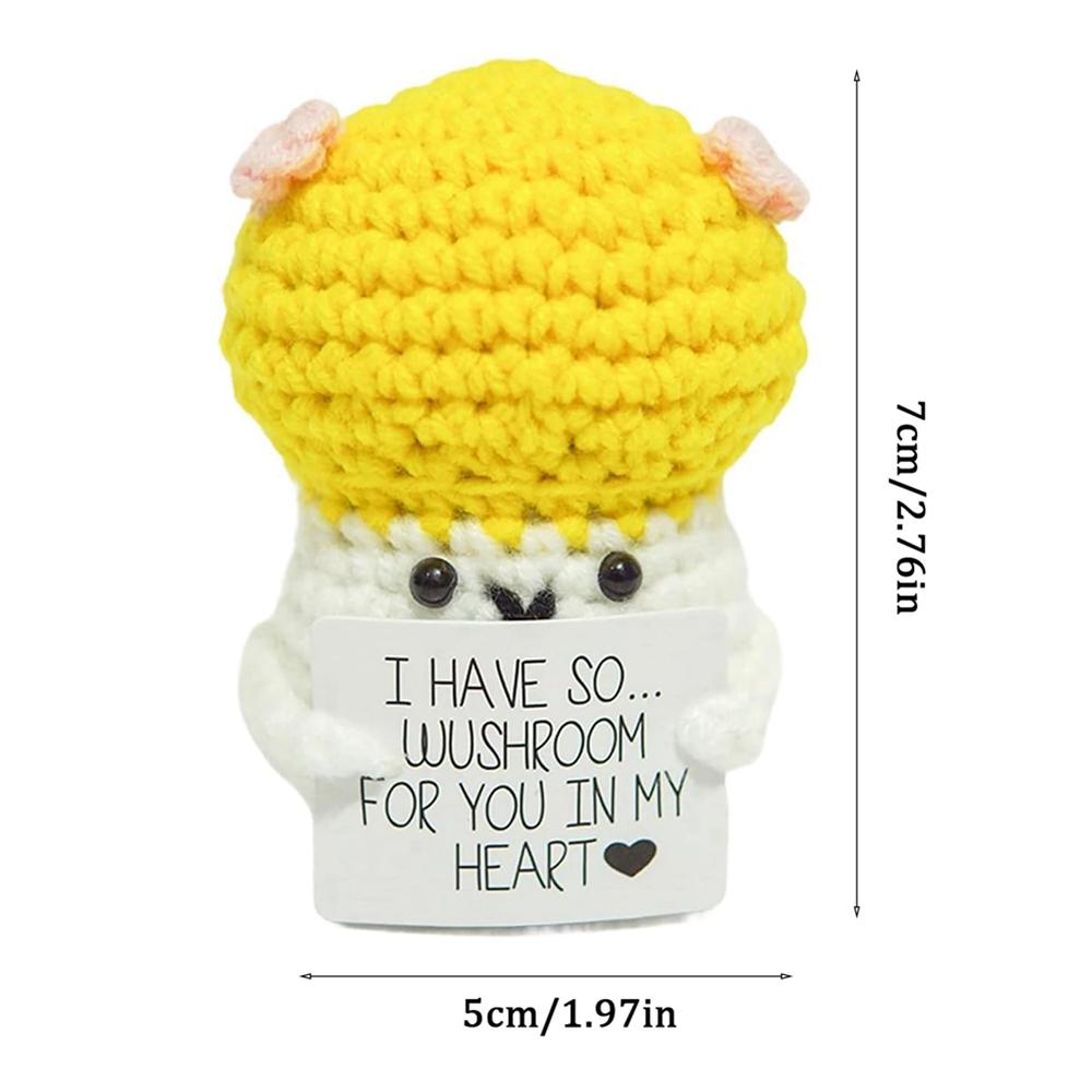 Funny Wool Knitting Doll with Heart-warming Words Card Emotional Support Doll Home Decoration Figurines