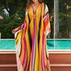 Women's Fashion Vacation Summer Spring Stripe Print Long Sleeve V-Neck Casual Dresses