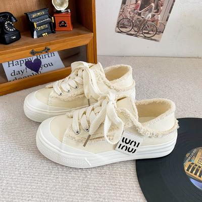 B-9362 два износа/цвет допамина/растворяющиеся парусиновые туфли на платформе женские Wu Jianhao нищие ветровая доска обувь белые туфли