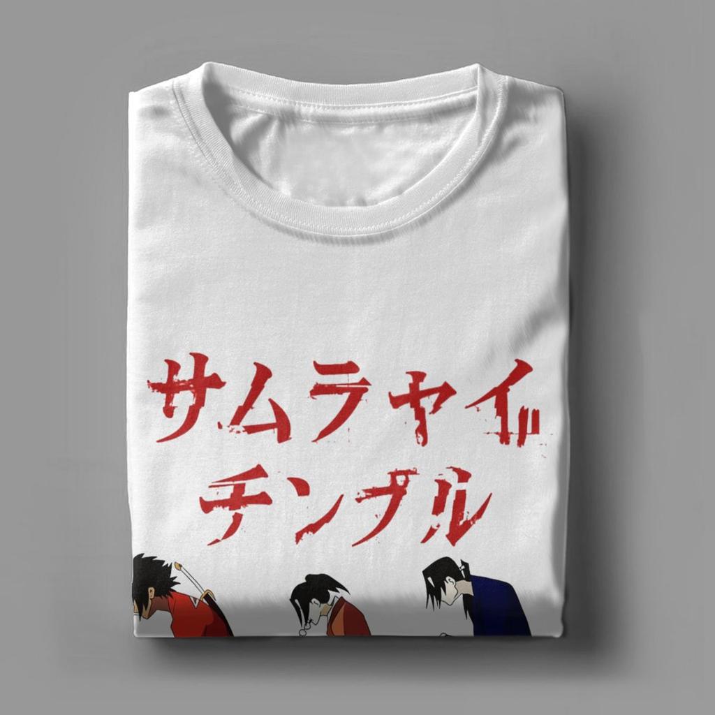 Samurai Champloo Walking Fuu Mugen Jin Футболки Мужские Чистый Хлопок Забавные Футболки Футболки с Круглым Вырезом Одежда с Коротким Рукавом С Принтом