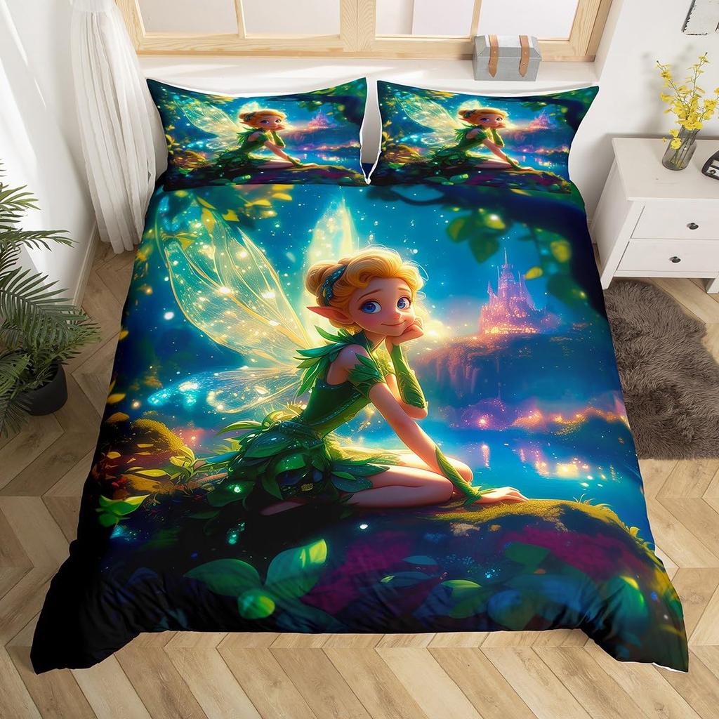 Fairy Duvet Cover Set For Girls Queen Twin Size Lightweight Down Quilt Covers Bedroom Decor 2 Pillowcases 1 Duvet Cover No Quilt
