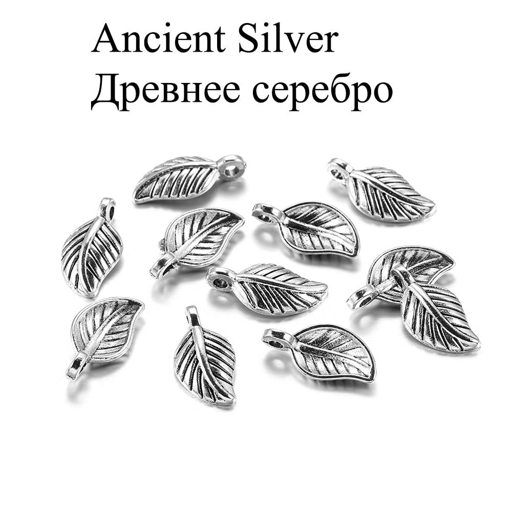 60 шт./упак. 15x7 мм металлические маленькие подвески в форме листа для самостоятельного изготовления ювелирных изделий, аксессуары, принадлежности, браслеты, ожерелья