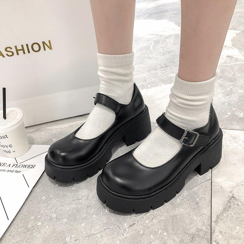 Туфли Мэри Джейн, японская школьная форма, студенческая обувь Jk для девочек и женщин, мягкие туфли в стиле Лолиты с круглым носком, на платформе, на низком каблуке
