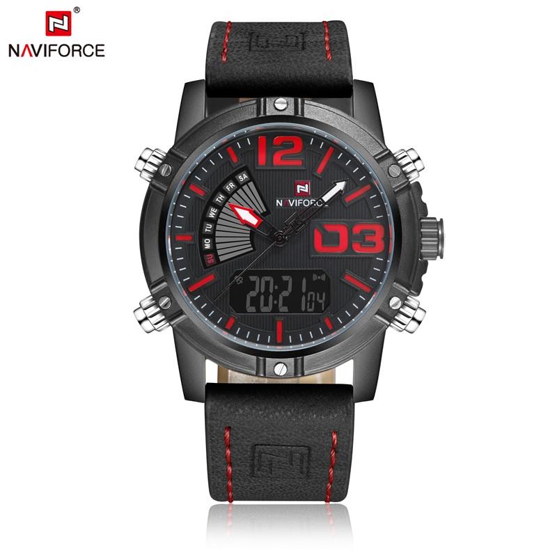 Часы NAVIFORCE 9095 Бренд Роскошные Мужские Наручные Часы Мужские Бизнес Дата Время Кожаный Ремешок Япония Кварцевые Часы