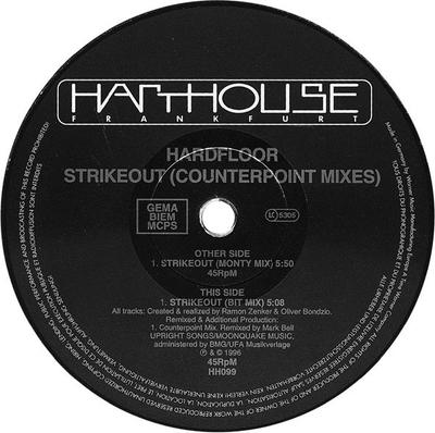 12-дюймовая пластинка HARDFLOOR - Strikeout (Смеси контрапункта) HH099 Harthouse 1996 Германия Танцевальная и электронная музыка Б/у