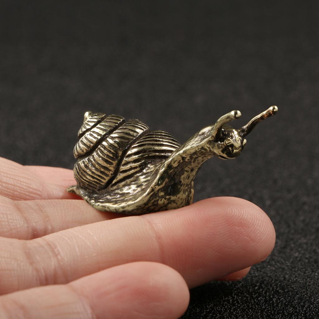 Винтажная латунная улитка, маленькие украшения, чайный питомец для чайной церемонии, цельномедные имитации фигурок животных, миниатюры, украшения для дома