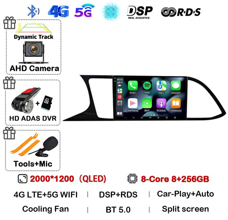 Android 14 WIFI+4G Carplay Auto для Seat Leon 3 MK3 2012-2020 Автомобильное радио GPS Мультимедиа Видеоплеер Стерео 360 Камера DSP Аудио