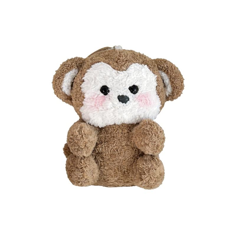 10cm Cute Sitting Cartoon Animal Plush Pendant Stuffed Lamb Monkey Penguin Mouse 3-color Cat Elephant Keychain Decor Plushie