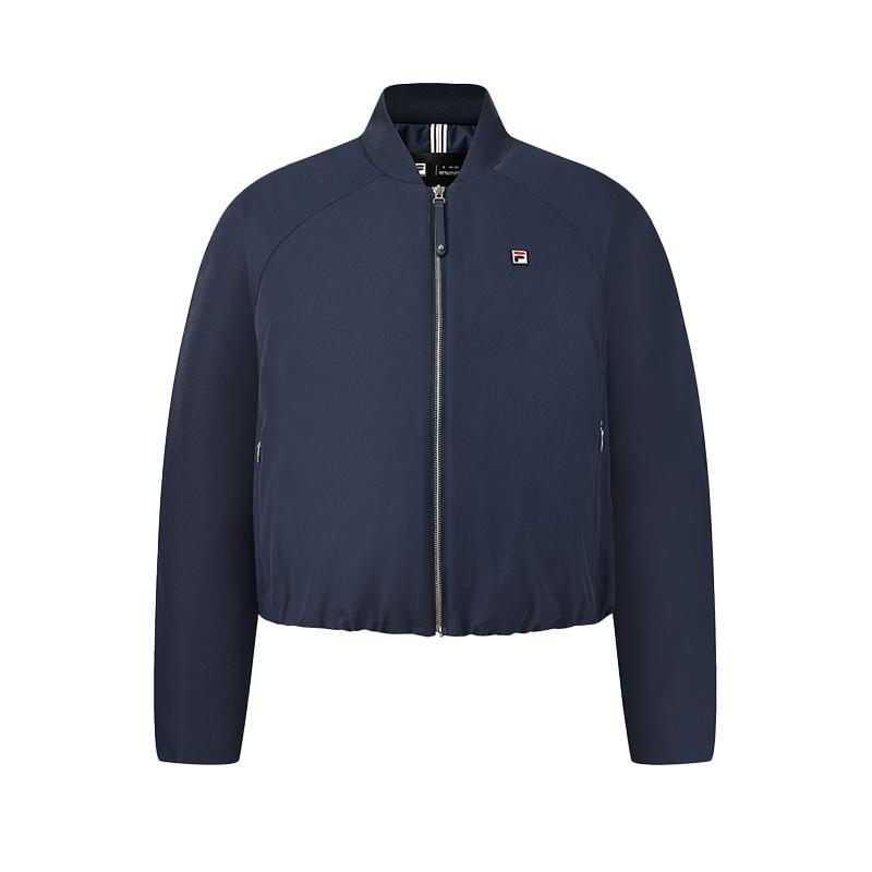 Fila Теннисная мода Минималистичный Классический Ретро Спортивный Повседневный Удобный Теплый Свободный Короткий Хлопковый Жакет Женские куртки Небесно-голубой A11W613904FBU