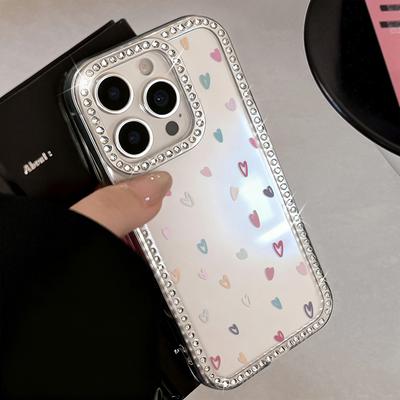 Чехол для телефона с блестками и бриллиантами в форме сердца для iPhone 17 Pro Max Чехол iPhone 16 14 12 11 13 15 Pro Max Air Bling Мягкий силиконовый чехол