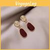Earrings Geometric Alloy For Women With Retro Red Style And Spring Trend