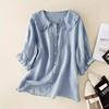 Hot Selling Women's Loose Mid-Sleeve Peter Pan Collar Shirt