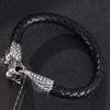 New Arrival Men Leather Bracelets Man Jewelry Dragon Head Charms Fashion Bracelets Bangles Wristband