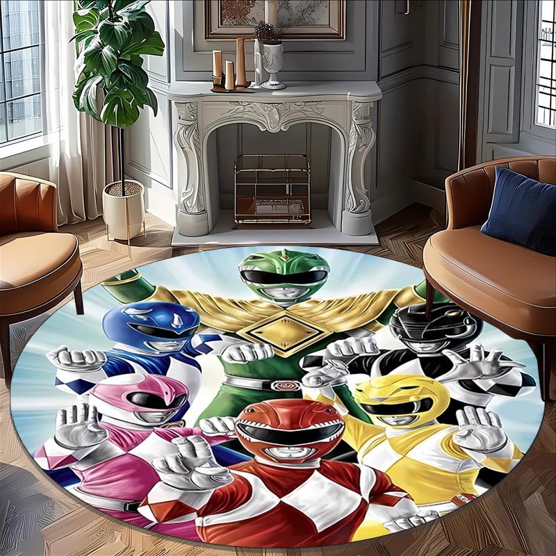 1pc Mighty Morphin Power Rangers2 Print Round Carpet Chair Round Carpet Suitable for Bedroom Living Room Home Decorative Carpet