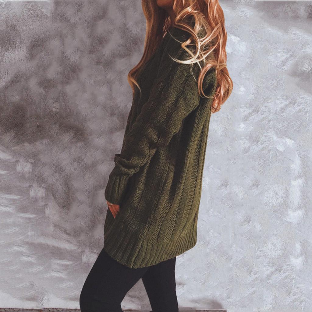 Women's Solid Knit Cardigan Single Breasted Large Pocket Sweater Jacket