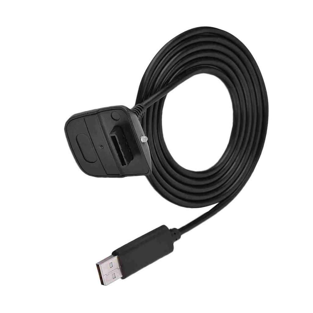 For Microsoft for Xbox 360 Wireless Controller USB Charger Quick Charging Cable Cord (Black)