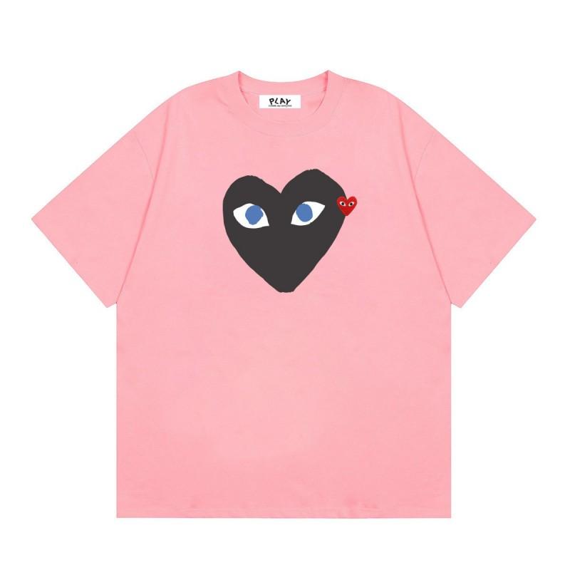 Unisex Casual Loose Fit Cotton T-Shirt With Heart Print Short Sleeve Tee Youth
