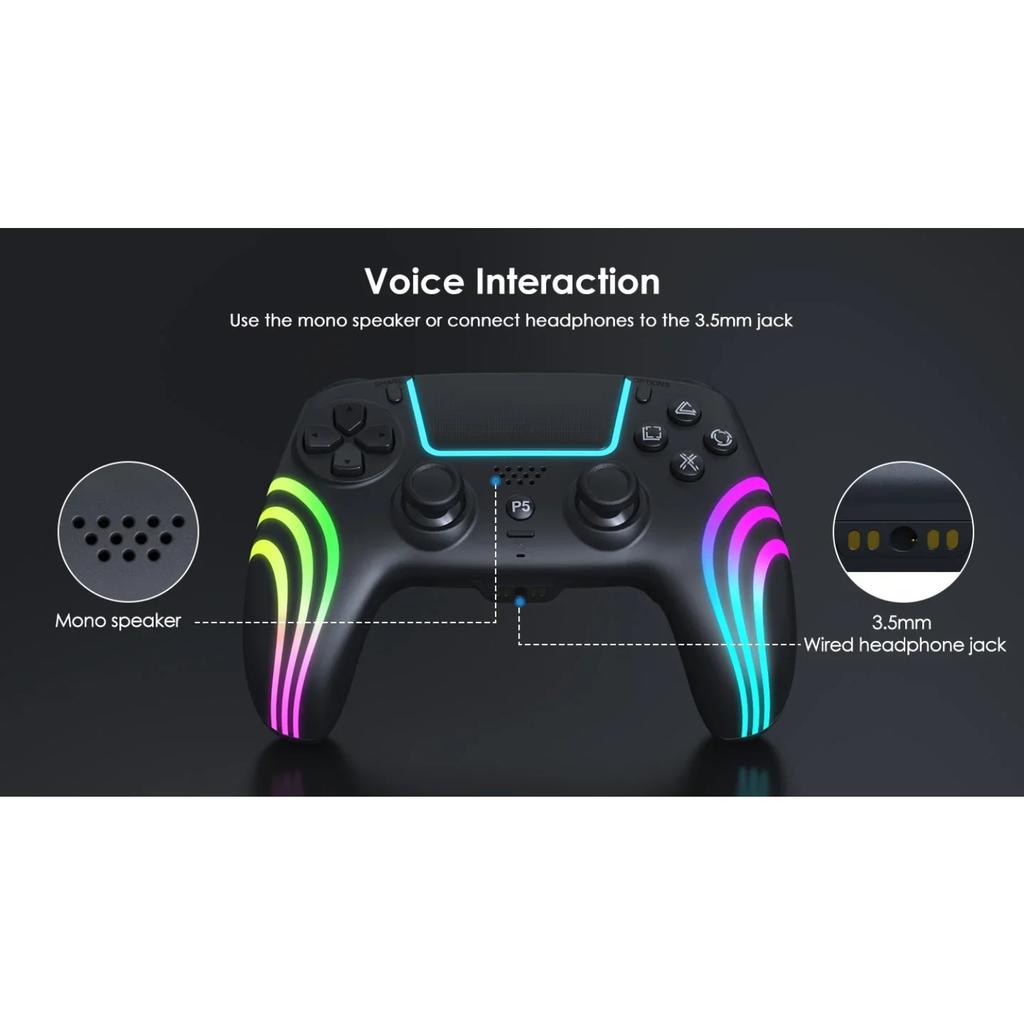 Для PS5 Bluetooth игровой контроллер Холл Джойстик Датчик движения Вибрация Беспроводной контроллер с RGB цветным световым эффектом