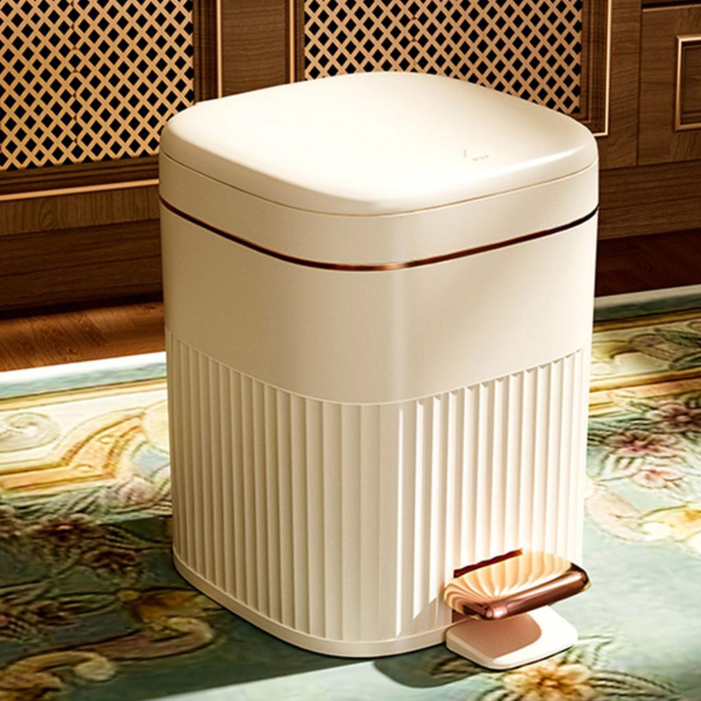 Foot Pedal Metal Softly Close Pedal Bathroom Trash Can for Kitchen Hotel Home Office 8/10/15L Trash Can with Lid