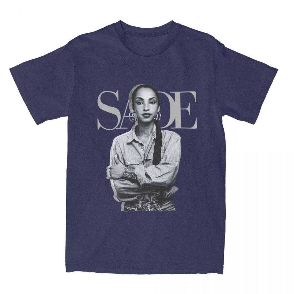 S-Sade Adu 80s Music T Shirts for Men Pure Cotton Vintage T-Shirts Round Collar Tees Short Sleeve Clothes New Arrival