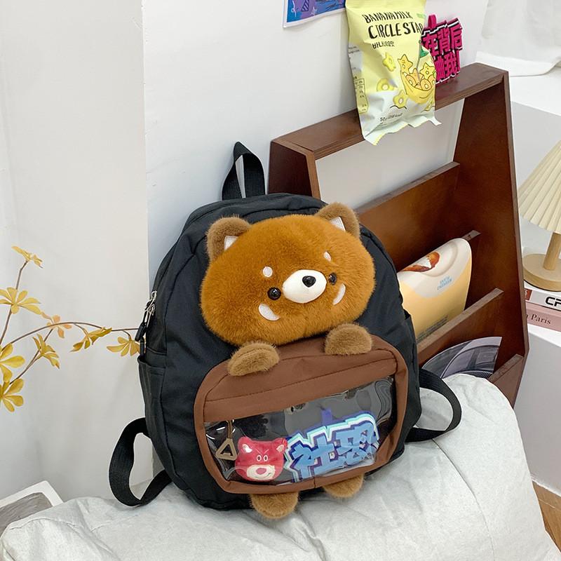 Raccoon Plush Little Cartoon Backpack With Large Capacity For Use Students