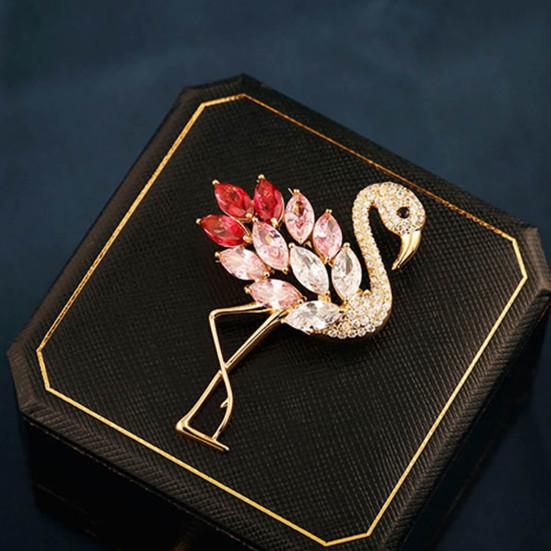 Женская брошь в форме фламинго со стразами, декоративная, противоскользящая, износостойкая, для пальто, воротника, шляпы, шарфа, украшения для одежды, ювелирные изделия для выпускного бала