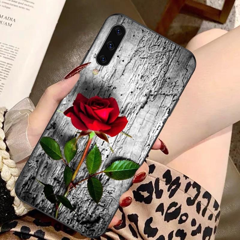 Чехол для телефона с цветком красной розы для Samsung A91 A81 A73 A72 A71 A30S A20 A12 A13 A52 A53 4G 5G, мягкий черный чехол для телефона